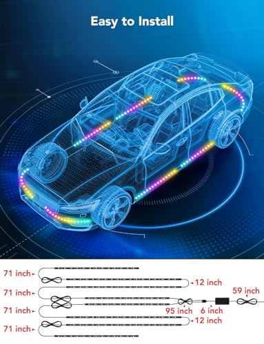 Govee Luces subterráneas para automóvil, 8 luces RGBIC para