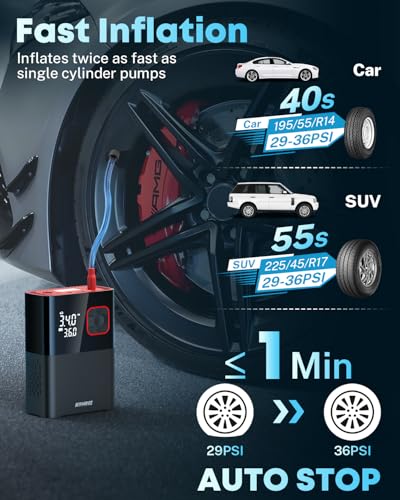 Kohree Inflador de neumáticos, compresor de aire portátil, b