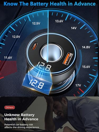 5 in 1 USB C Car Charger Adapter, 190W Multi USB Cigarette L