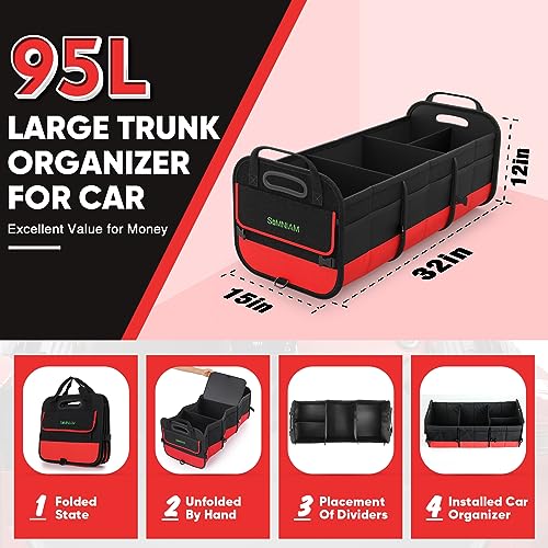 Simniam Organizador grande de maletero para automóvil, organ