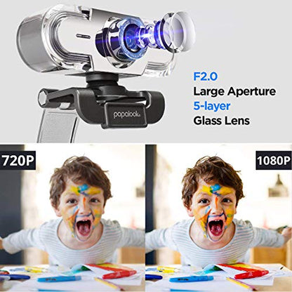 papalook Cámara web PA452 Full HD 1080P con micrófono, cámar