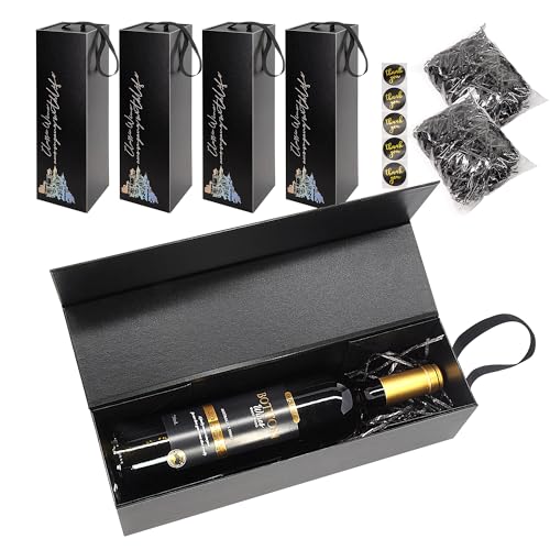 YINGHECX Paquete de 5 cajas de regalo de vino, con asa, bote