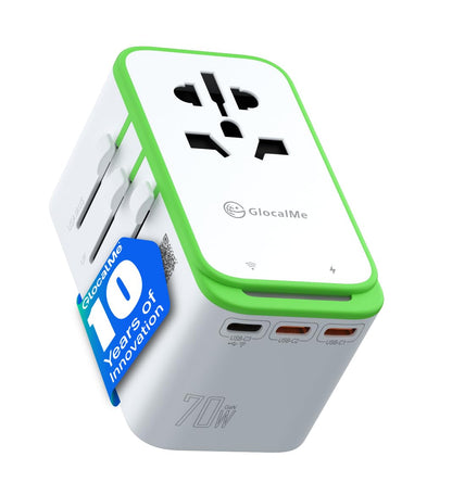 GlocalMe RoamPlug - Adaptador de viaje universal con punto d