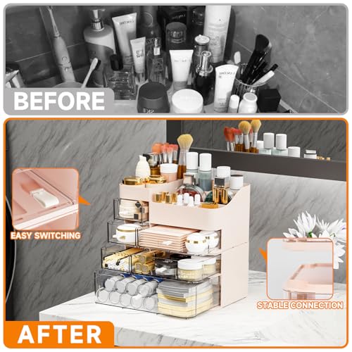 Organizador de maquillaje con 6 cajones, paquete de 2 organi