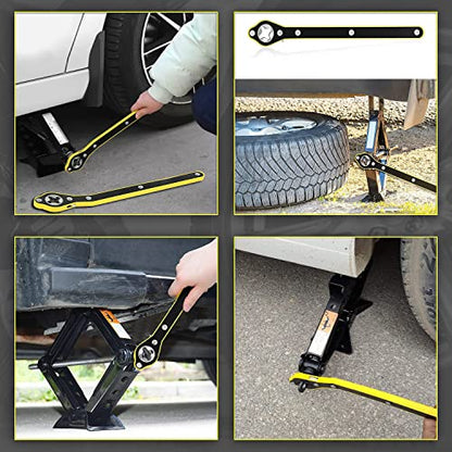 Llave de trinquete con mango largo para gato de tijera, llav