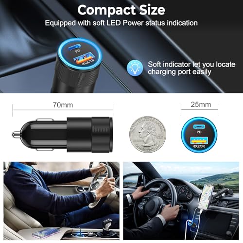 Paquete de 6 cargadores USB C para automóvil, adaptador de c