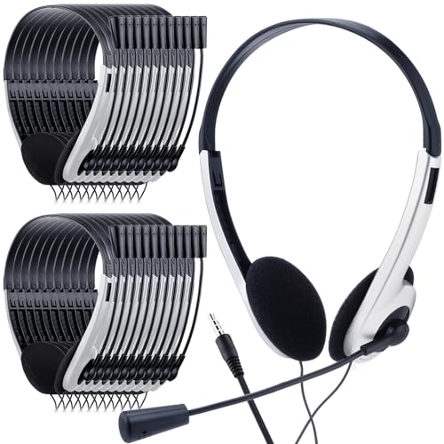 Yunsailing Paquete de 30 auriculares para aula con micrófono