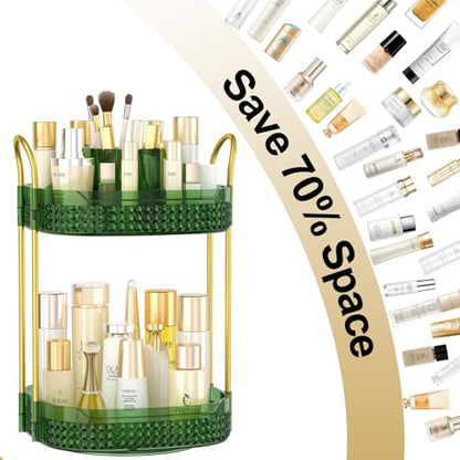 Organizador de maquillaje giratorio de 360° de 2 niveles, gr