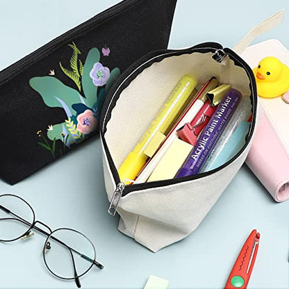 10 bolsas de maquillaje de lona de algodón con parte inferio