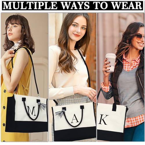 YOOLIFE Regalos para mujeres – Bolsa de lona con inicial y bolsa de ma