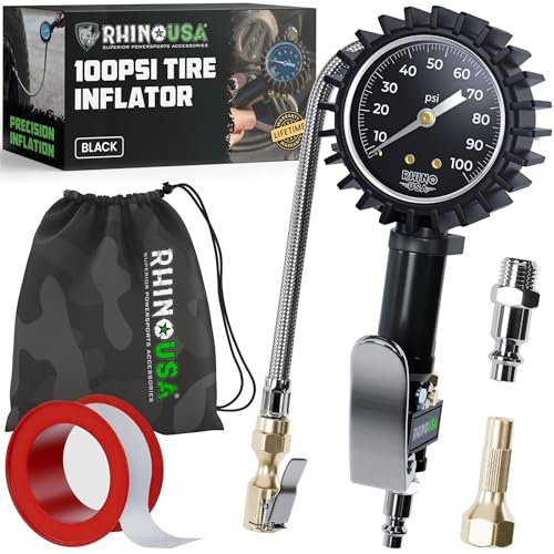 Rhino USA Inflador de neumáticos con manómetro (0-100 PSI) –