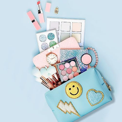 LieToi Preppy Patch - Neceser pequeño de piel sintética con