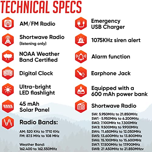 Radio meteorológica NOAA de emergencia con bandas de radio A