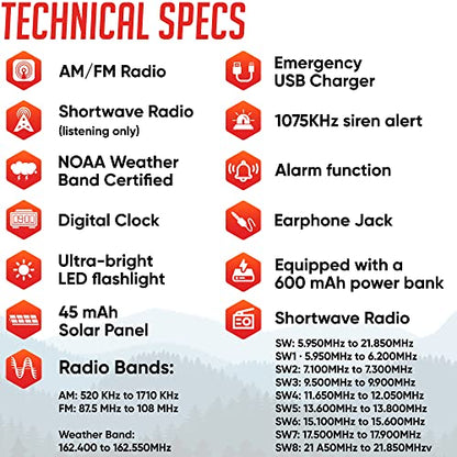 Radio meteorológica NOAA de emergencia con bandas de radio A