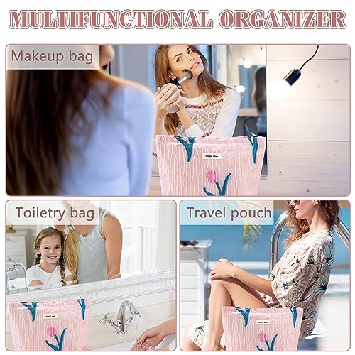 ZLFSRQ Bolsa de maquillaje de tulipanes de viaje, lindas bol