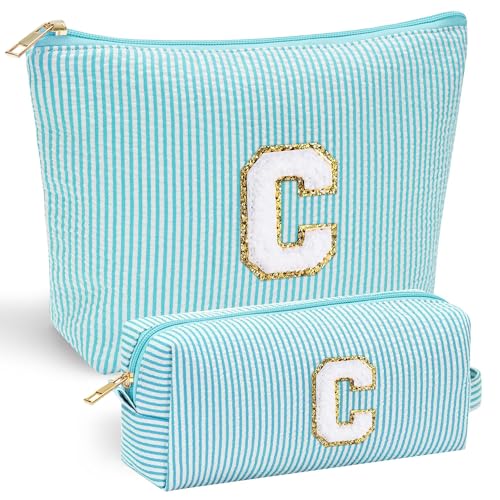 YOOLIFE 2 bolsas de maquillaje con inicial, bolsa de cosméti