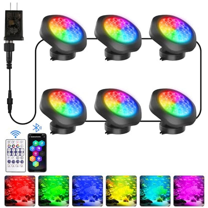 T-SUN Luz LED de estanque que cambia de color, luz sumergibl