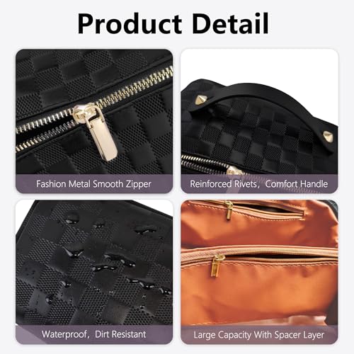 Bolsa de maquillaje a cuadros Bolsas de cosméticos de viaje