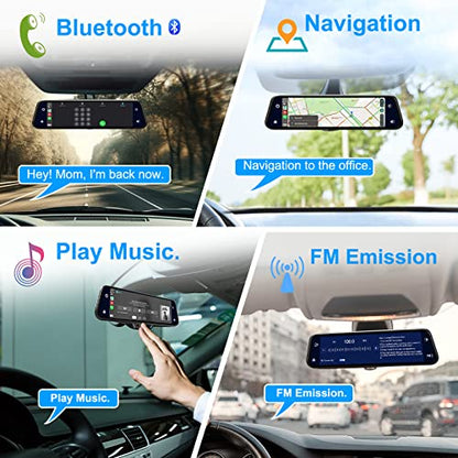 Cámara inteligente de espejo retrovisor 2K de 12 pulgadas, c