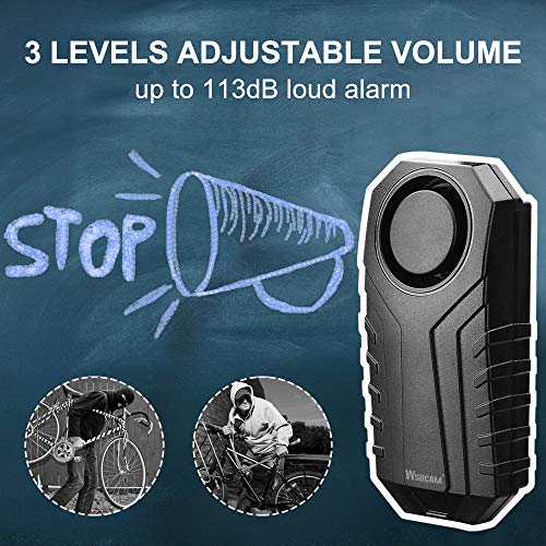 WSDCAM Alarma de bicicleta con mando a distancia 113 dB, res
