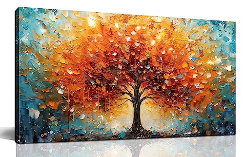 Zoyotago Lienzo grande para pared, diseño de árbol naranja y