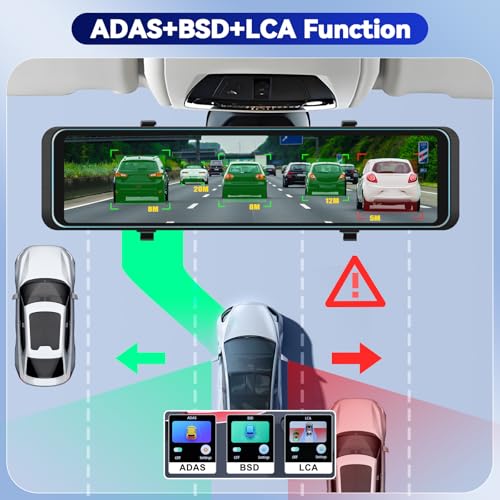 CAMECHO Cámara de espejo retrovisor 4K de 11.26 pulgadas, as