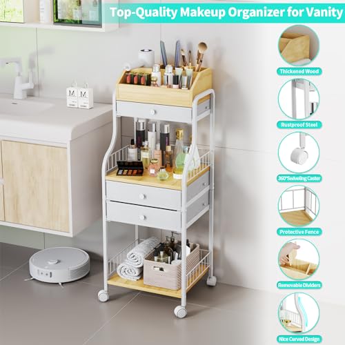 HapiRm Organizador de maquillaje de piso, organizador de maq