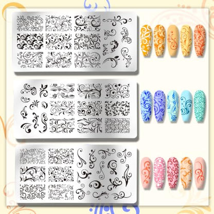 PH PandaHall 3 plantillas de arte de uñas con patrón de remo