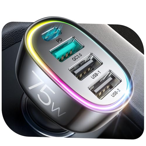 Cargador de coche USB C, adaptador para encendedor de cigarr