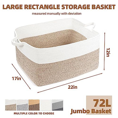 ZLG Cesta de almacenamiento rectangular extra grande de 72 litros, ces