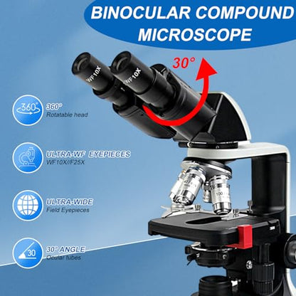[Fuente de alimentación dual] Microscopio binocular compuest