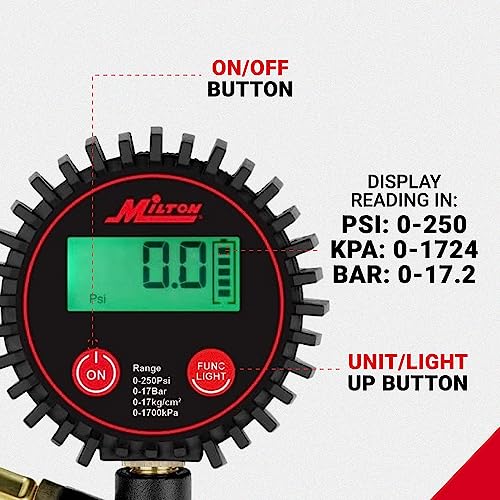 Milton 507KIT - Inflador digital de neumáticos accesorios pa