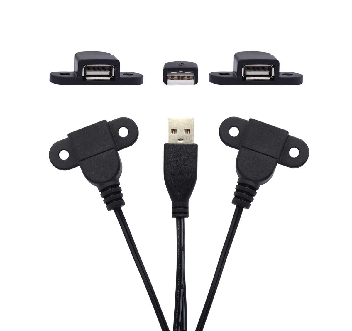 Cable de extensión de carga USB 2.0 macho a doble hembra, me
