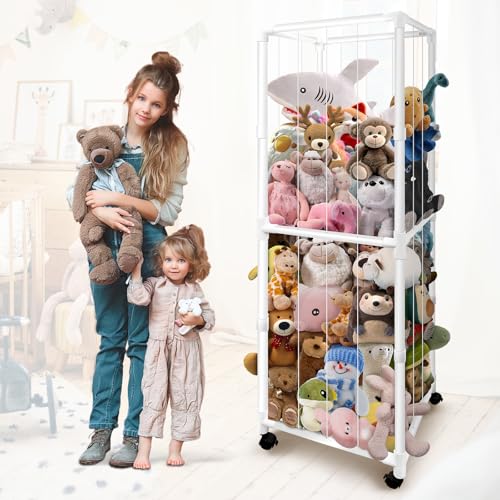 Zoológico de almacenamiento de animales de peluche con ruedas, soporte