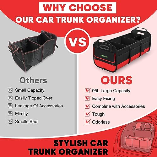 Simniam Organizador grande de maletero para automóvil, organ