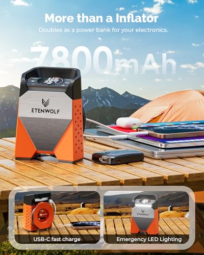 ETENWOLF ZEPHYR S3 - Inflador de neumáticos portátil, inflad