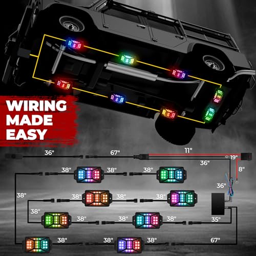 8 cápsulas de luces RGB de cinco caras para camiones, Jeep,