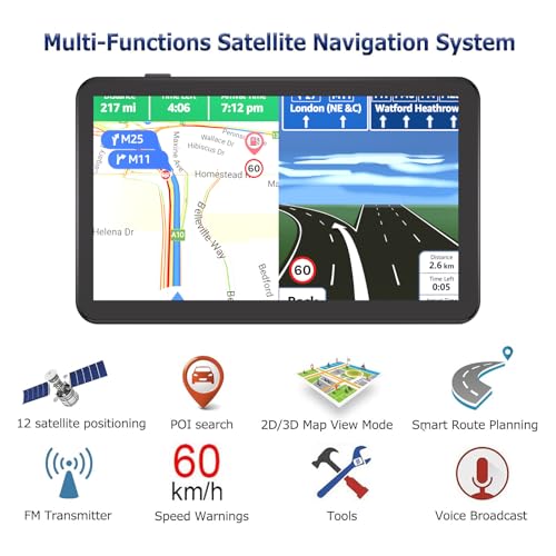 Navegador GPS para automóvil, último mapa 2025 de 7 pulgadas