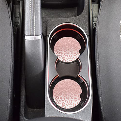 Posavasos de automóvil con estampado de leopardo con purpuri