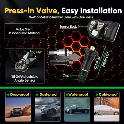 Autel Juego de 4 sensores TPMS, sensor MX-2 en 1, 315 MHz +