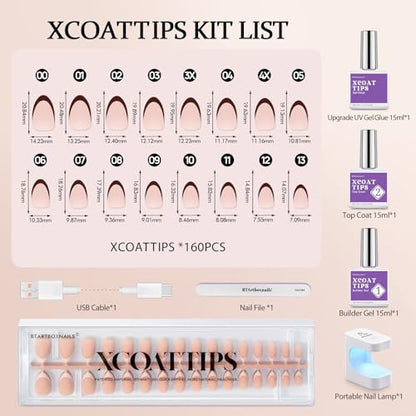 BTArtboxnails XCOATTIPS - Uñas de gel francesas – Tonos de p