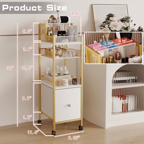 Carrito organizador de maquillaje con cajones, organizadores