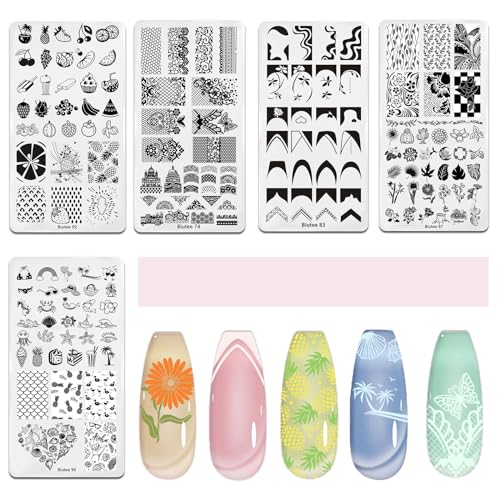 Biutee Juego de placas de estampado de uñas – 10 plantillas