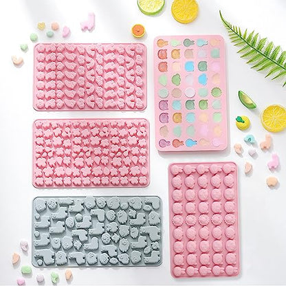 Moldes de silicona de animales y flores, bandeja de gelatina