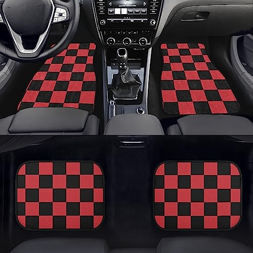 Juego de 4 alfombrillas a cuadros para automóvil, patrón geo