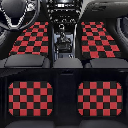 Juego de 4 alfombrillas a cuadros para automóvil, patrón geo