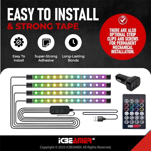 ICBEAMER COB Luces LED multicolor, musicales, se ajusta a to