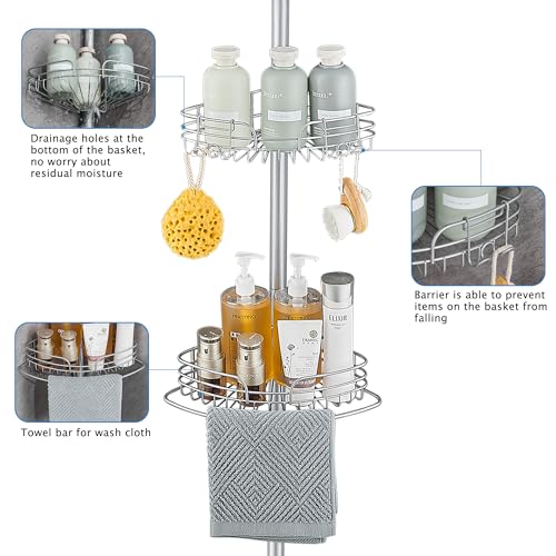 WPT Soporte organizador de ducha gris para baño, organizador