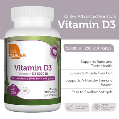 Zahler - Cápsulas blandas avanzadas de vitamina D3 de 5000 U