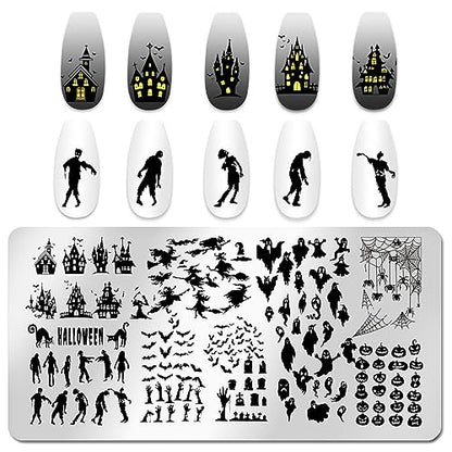 JERCLITY Kit de estampador de uñas de Halloween de 6 piezas,